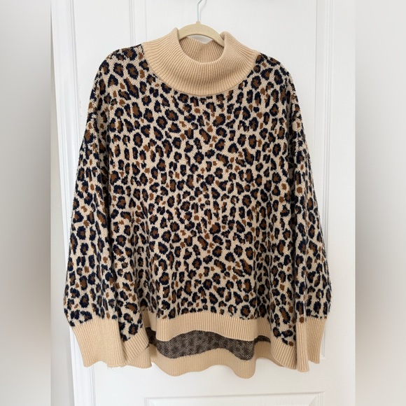 no tag Sweaters - Leopard Print Turtleneck Sweater